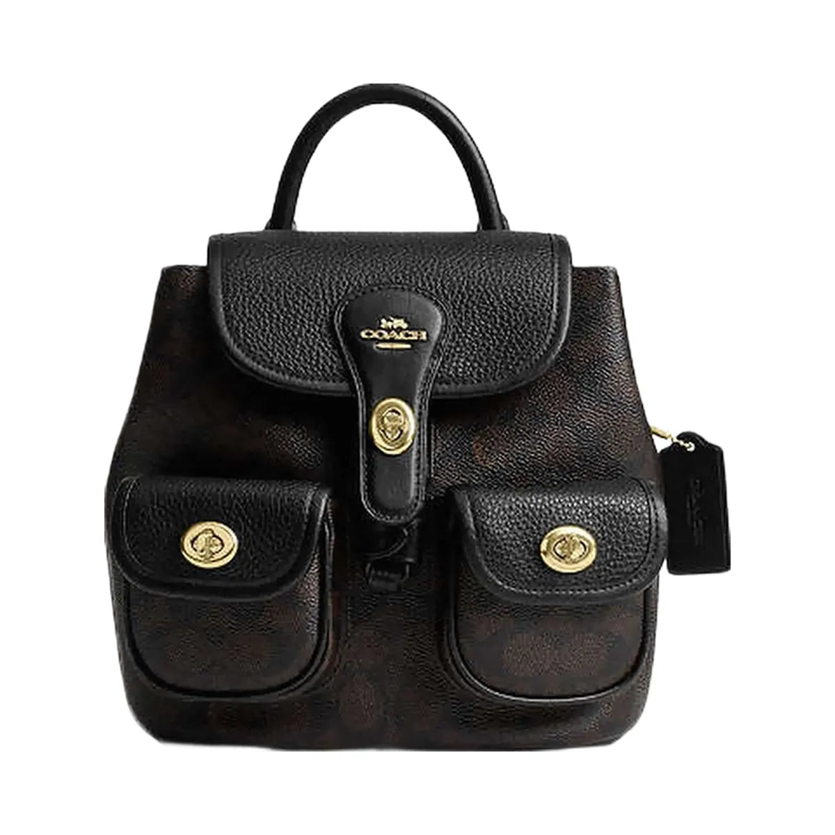 Coach Hadley Backpack In Signature Canvas Signature Canvas-Gold-Walnut-Black
