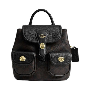 Coach Hadley Backpack In Signature Canvas Signature Canvas-Gold-Walnut-Black