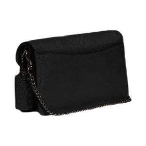 Coach Tabby Chain Clutch Polished Pebble Leather-Pewter-Black