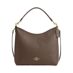 Coach Laurel Large Shoulder Bag Pebbled Leather-Gold-Dark Stone