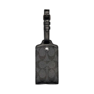 Coach Luggage Tag In Signature Canvas Signature Canvas-Gunmetal-Charcoal