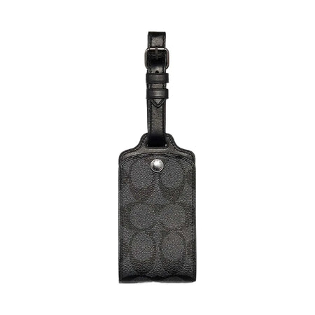 Coach Luggage Tag In Signature Canvas Signature Canvas-Gunmetal-Charcoal