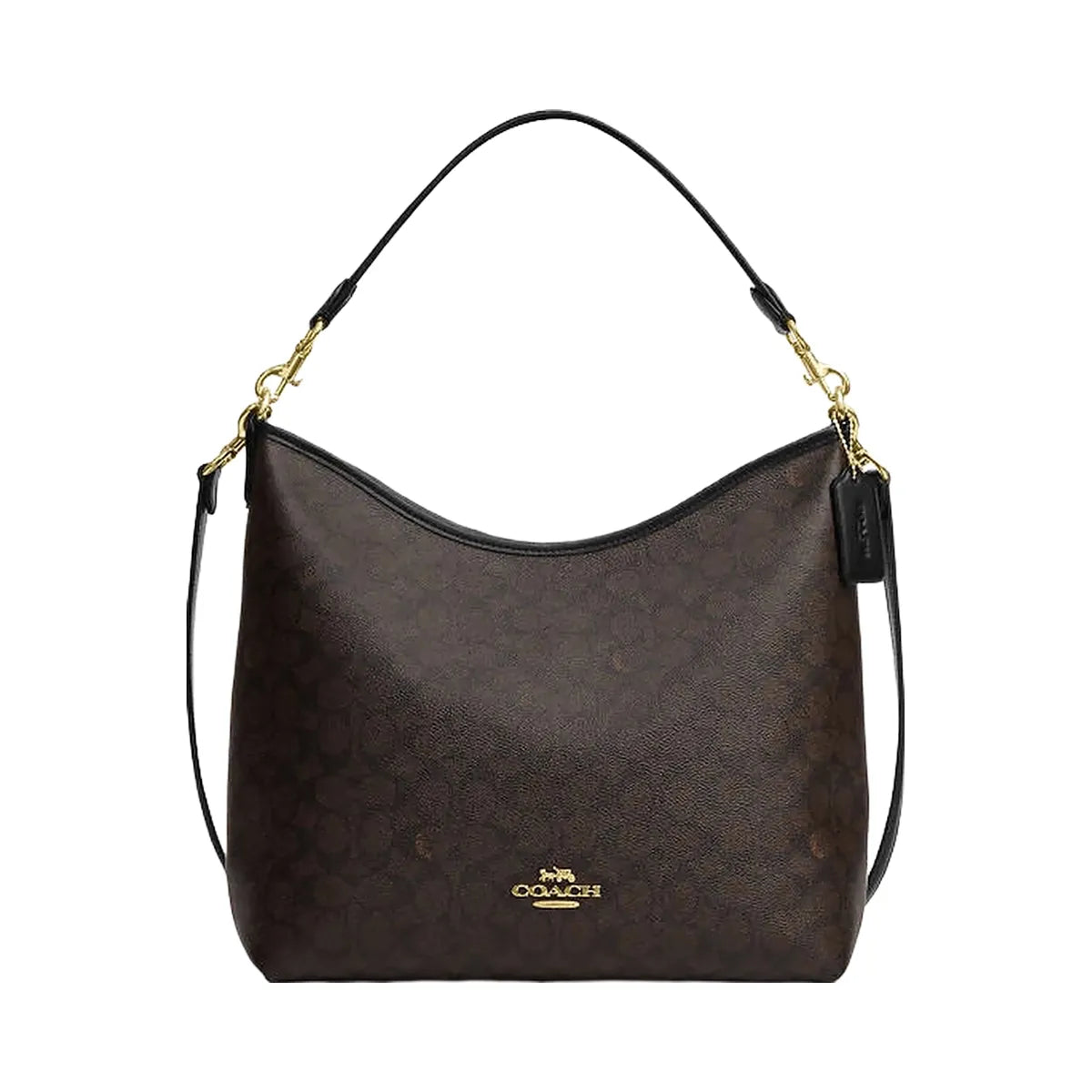 Coach Laurel Large Shoulder Bag In Signature Canvas Signature Canvas-Gold-Walnut-Black