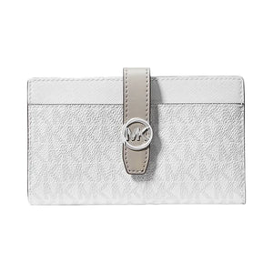 Michael Kors Greenwich Medium Signature Logo Wallet Optic White