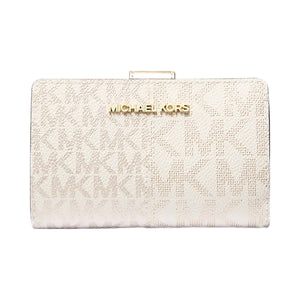 Michael Kors Jet Set Medium Metallic Logo Wallet Pale Gold
