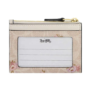 Coach Mini Skinny Id Case In Signature Canvas With Floral Print Gold-Sand Multi