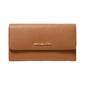 Michael Kors Jet Set Travel Crossgrain Leather Tri-Fold Wallet Luggage