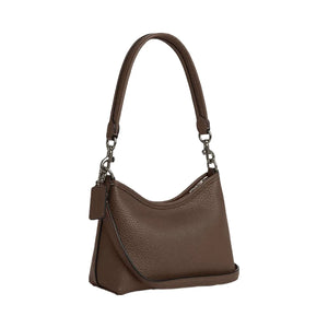 Coach Laurel Small Shoulder Bag Pebbled Leather-Qb-Dark Stone