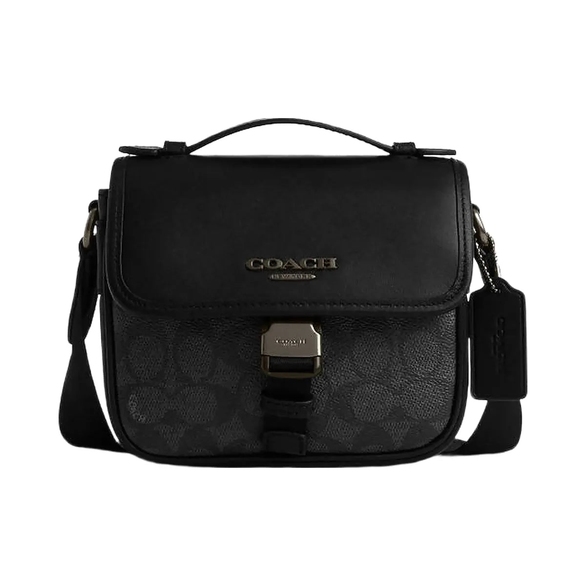 Coach Racer Crossbody Bag In Signature Canvas Signature Canvas-Gunmetal-Charcoal-Black