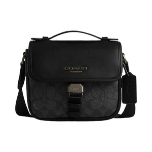 Coach Racer Crossbody Bag In Signature Canvas Signature Canvas-Gunmetal-Charcoal-Black