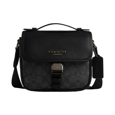 Coach Racer Crossbody Bag In Signature Canvas Signature Canvas-Gunmetal-Charcoal-Black