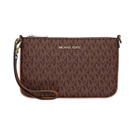 Michael Kors Jet Set Small Signature Logo Convertible Wristlet Brown