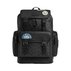Coach Sprint Backpack In Signature Canvas With Patches Signature Canvas-Gunmetal-Charcoal Multi