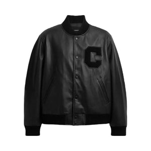 Coach Leather Varsity Jacket Black