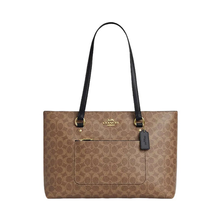 Coach Station Tote Bag In Signature Canvas Signature Canvas-Gold-Tan-Black