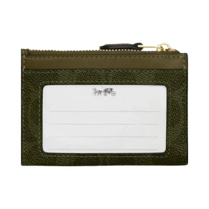 Coach Mini Skinny Id Case In Signature Canvas Signature Canvas-Gold-Olive