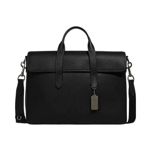 Coach Sullivan Portfolio Brief Pebbled Leather-Gunmetal-Black