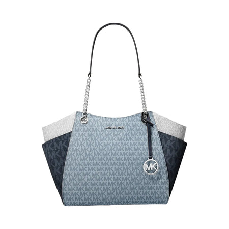 Michael Kors Jet Set Large Color-Block Signature Logo Shoulder Bag Admirl Multi