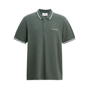 Coach Signature Trim Polo In Organic Cotton Ivy