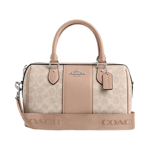 Coach Rowan Satchel Bag In Signature Canvas Signature Canvas-Silver-Sand-Taupe