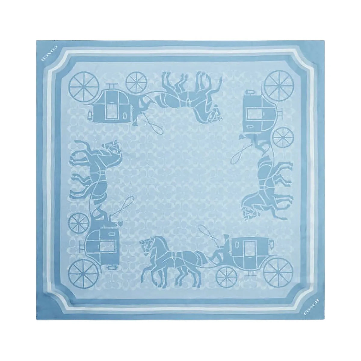 Coach Signature Horse And Carriage Print Silk Square Scarf Bluebell