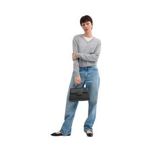 Coach Eliza Top Handle Bag Smooth Leather-Gunmetal-Black