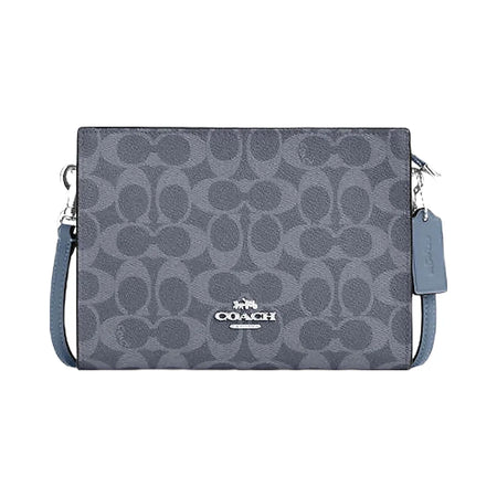 Coach Slim Crossbody Bag In Signature Canvas Signature Canvas-Silver-Chambray