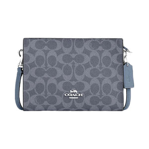 Coach Slim Crossbody Bag In Signature Canvas Signature Canvas-Silver-Chambray