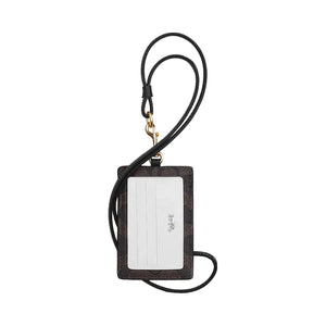 Coach Id Lanyard In Signaure Canvas Signature Canvas-Gold-Walnut-Black
