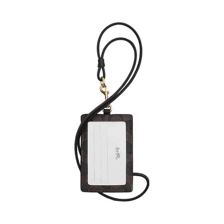 Coach Id Lanyard In Signaure Canvas Signature Canvas-Gold-Walnut-Black