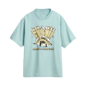 Coach Stegosaurus Relaxed T-Shirt In Organic Cotton Blue Haze