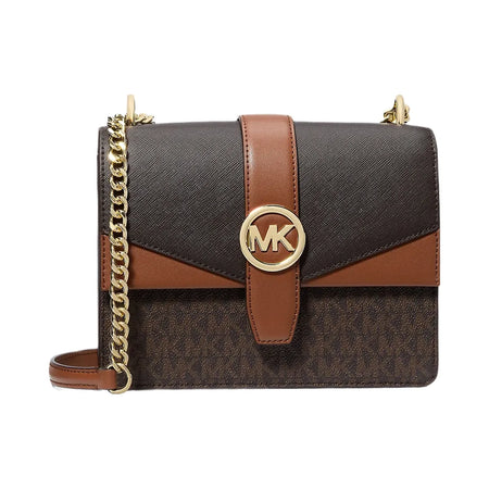 Michael Kors Greenwich Small Color-Block Signature Logo Crossbody Bag Brown Multi