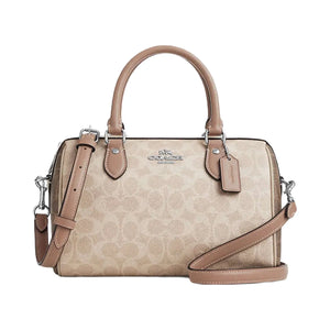Coach Rowan Satchel Bag In Blocked Signature Canvas Signature Canvas-Silver-Sand-Taupe Multi