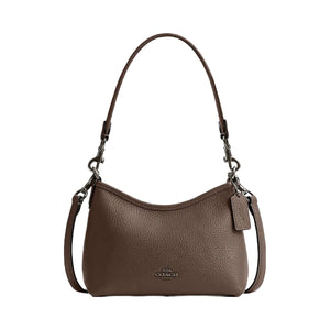 Coach Laurel Small Shoulder Bag Pebbled Leather-Qb-Dark Stone