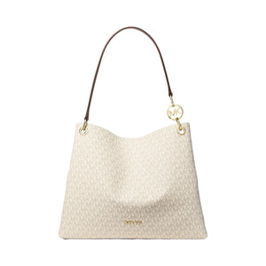 Michael Kors Christina Large Signature Logo Shoulder Bag Vanilla