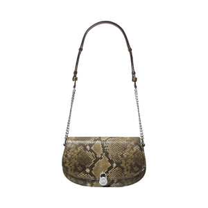Michael Kors Mila Medium Snake Embossed Messenger Bag Olive