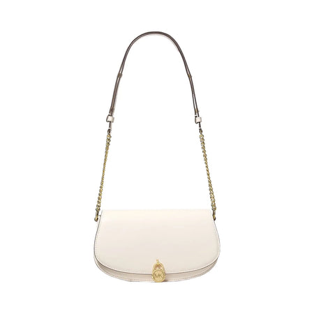 Michael Kors Mila Medium Leather Messenger Bag Lt Cream