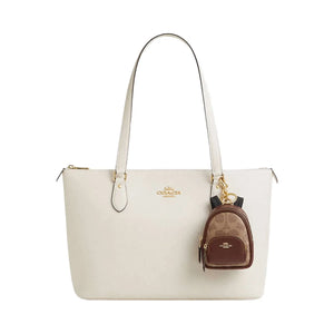 Coach Mini Court Backpack Bag Charm In Signature Canvas Gold-Tan-Brown
