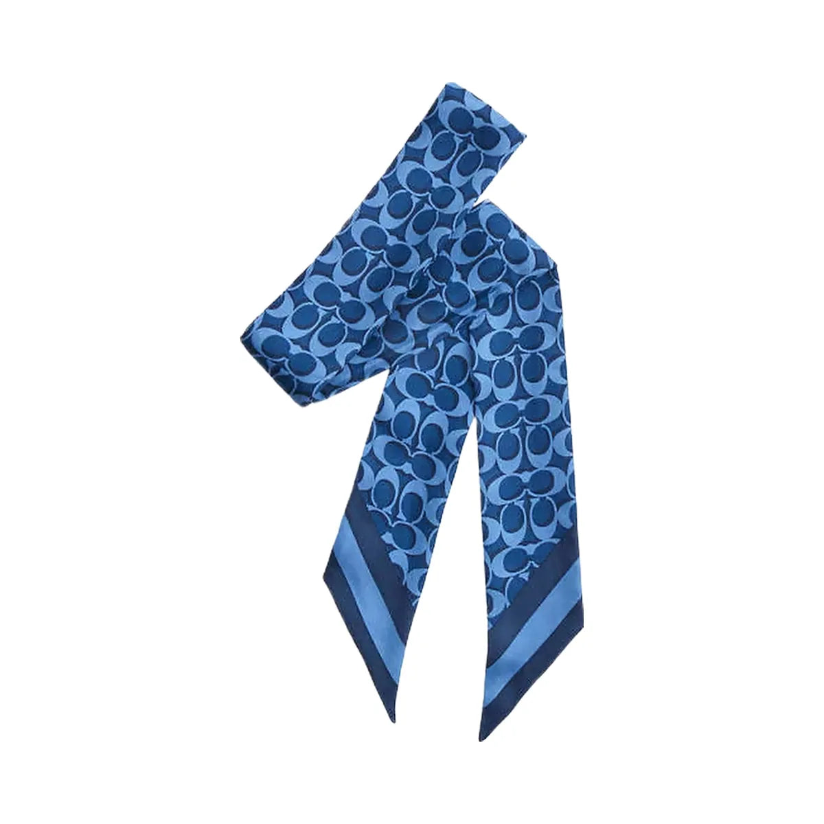 Coach Signature Silk Skinny Scarf Silk-True Blue
