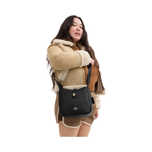 Coach Hadley Convertible Crossbody Bag Pebbled Leather-Gold-Black
