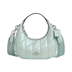 Coach Carmen Mini Crossbody Bag Pearlized Leather-Silver-Green