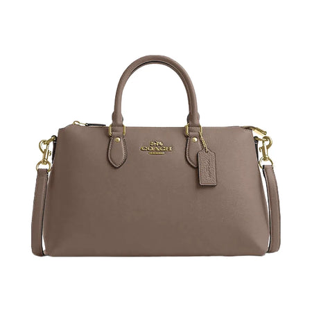 Coach Georgia Satchel Bag Pebbled Leather-Gold-Dark Stone