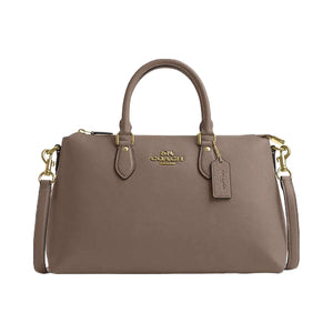 Coach Georgia Satchel Bag Pebbled Leather-Gold-Dark Stone