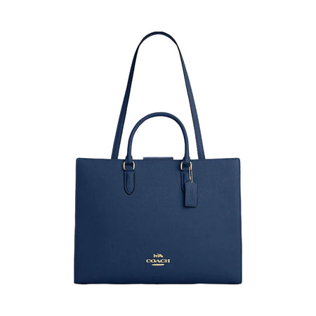 Coach Maggie Tote Bag Pebbled Leather-Gold-Deep Blue