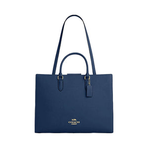 Coach Maggie Tote Bag Pebbled Leather-Gold-Deep Blue