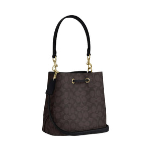 Coach Rowan Bucket Bag In Signature Canvas Signature Canvas-Gold-Walnut-Black