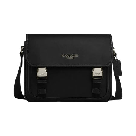 Coach Racer Messenger Bag Smooth Leather-Gunmetal-Black