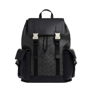 Coach Clark Backpack In Signature Canvas Signature Canvas-Gunmetal-Charcoal-Black