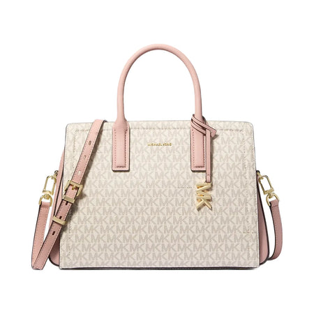 Michael Kors Laila Medium Signature Logo Satchel Vanilla-Soft Pink