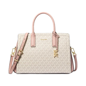 Michael Kors Laila Medium Signature Logo Satchel Vanilla-Soft Pink